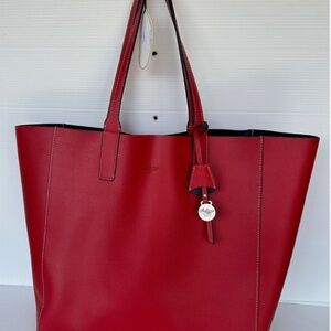 Boldrini Selleria Italy Red Fragola Leather Travel Laptop Handbag Purse Tote NWT